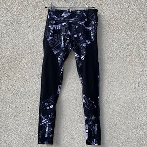 Zella Black and White Leggings, Mesh Cutouts